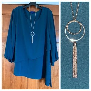Apt 9 Teal Top w/ Necklace - NWT!